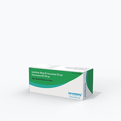 Aceclofenac IP 100 mg, Paracetamol IP 325 mg, Chlorzoxazone USP 250 mg