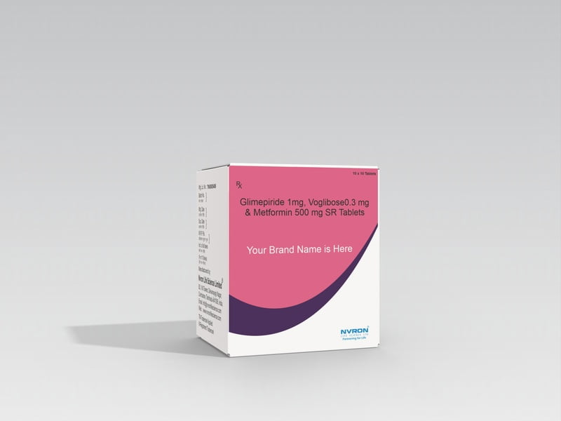 Glimepiride 1 mg, Voglibose 0.3 mg , Metformin 500 mg SR Glimepiride 1 mg, Voglibose 0.3 mg , Metformin 500 mg SR