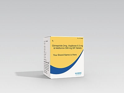 Glimepiride 2mg, Voglibose 0.3 mg , Metformin 500 mg SR