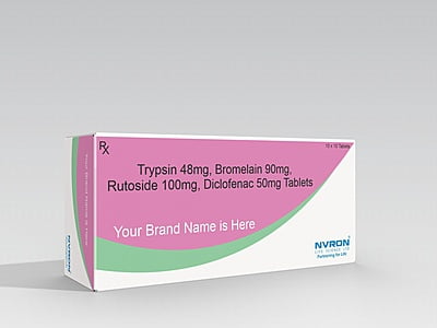 Trypsin 48mg + Bromelain 90mg + Rutoside 100mg + Diclofenac 50mg